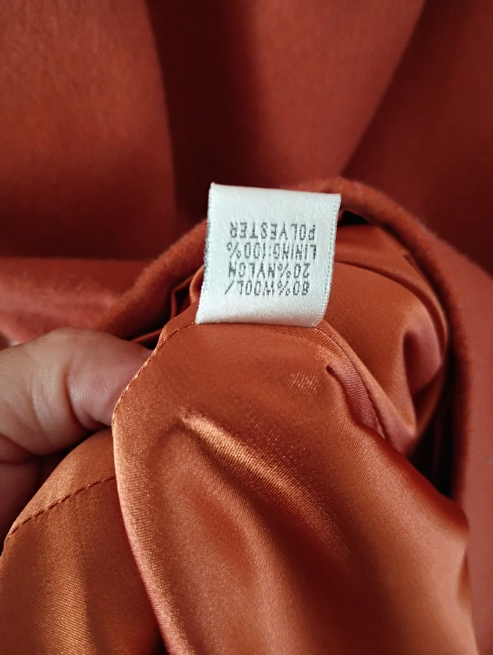 Womens Orange Wool-Blend Toggle Coat.Pit To Pit 19" - Picture 9 of 10